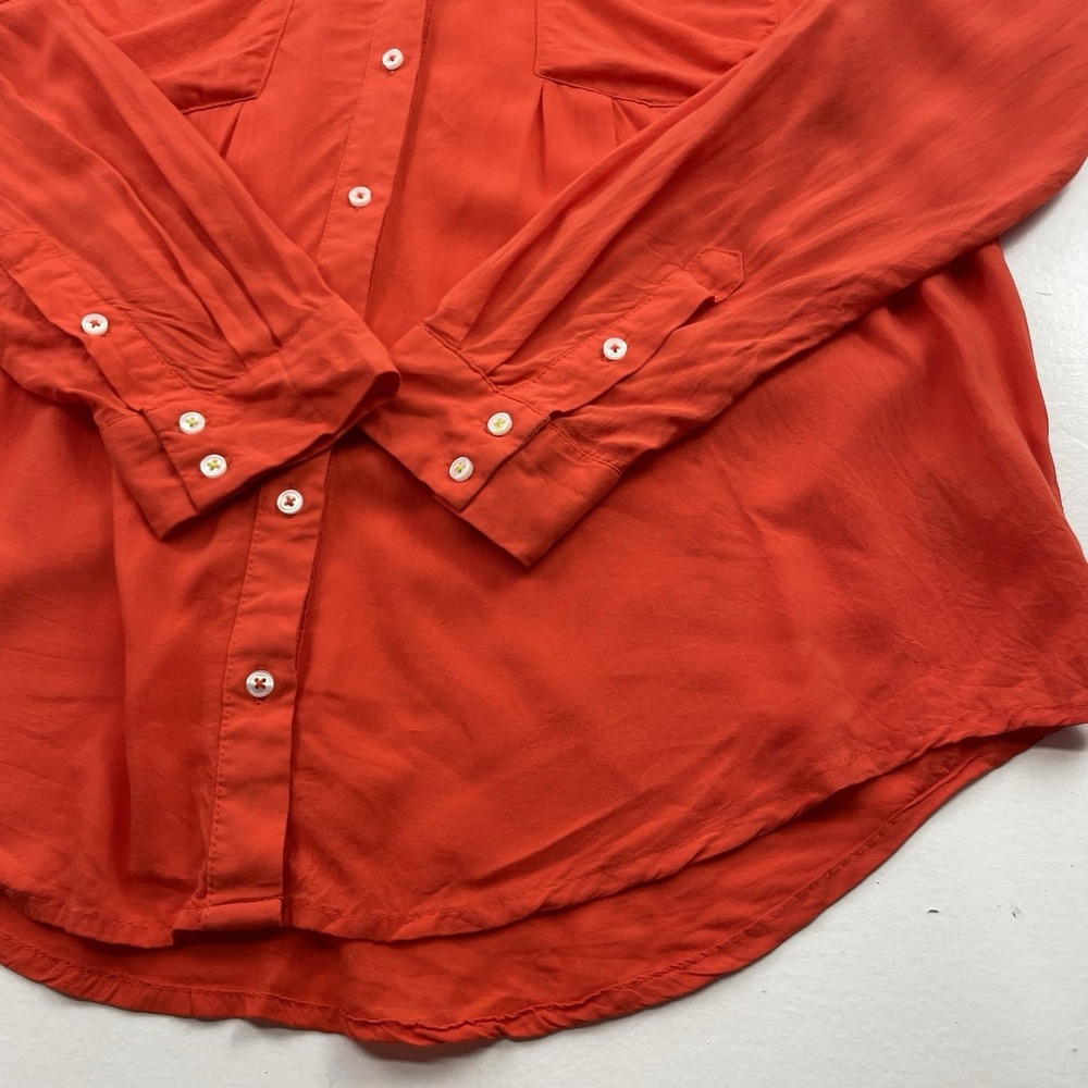 Maeve Anthropologie Women Shirt Small Flutter Sleeve Down In Sicilian Orange - Picture 2 of 13